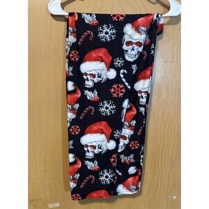 Christmas Santa Skull Leggings Candy Cane Snowflake Holiday Plus Size TC2 EUC